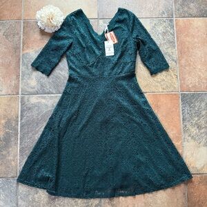 Chic Teal Lace Midi Dress